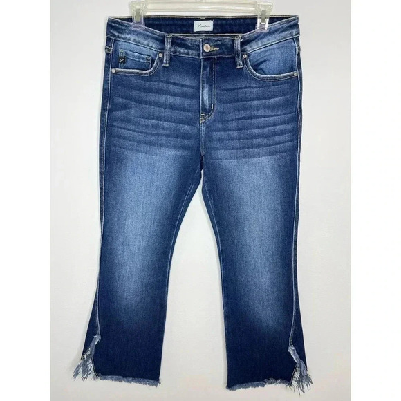 KANCAN JEANS Denim - KanCan Quinn Mid Rise Ankle Flare Jeans Raw/Split/Frayed hem size 29